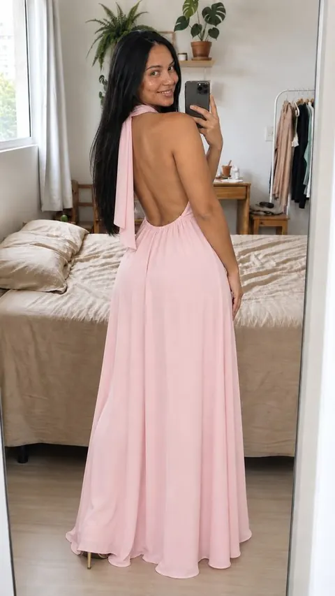 Vestido midi frente única com costas nuas - foto 2